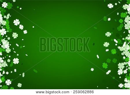 Green Saint Patrick's Day Background With Four-leaved Shamrocks.