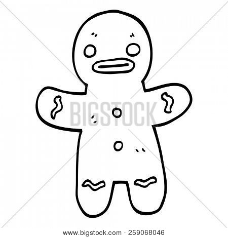 line drawing cartoon gingerbread man