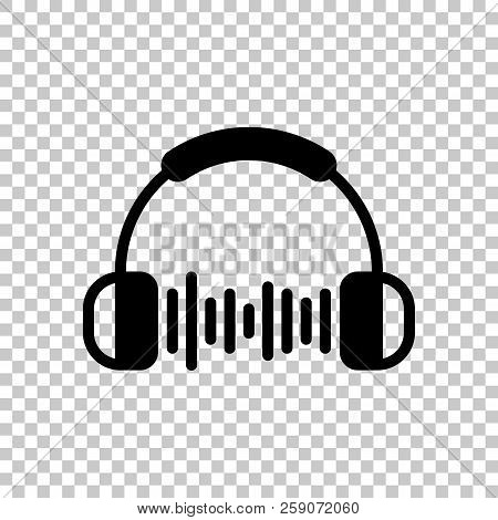 Headphones And Music Wave. Max Volume Level. Simple Icon. On Tra