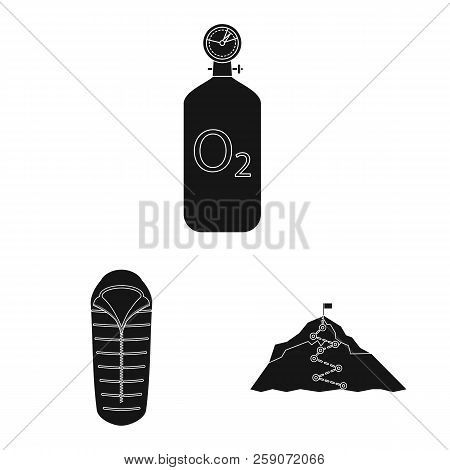 Isolated Object Of Mountaineering And Peak Sign. Set Of Mountaineering And Camp Stock Vector Illustr