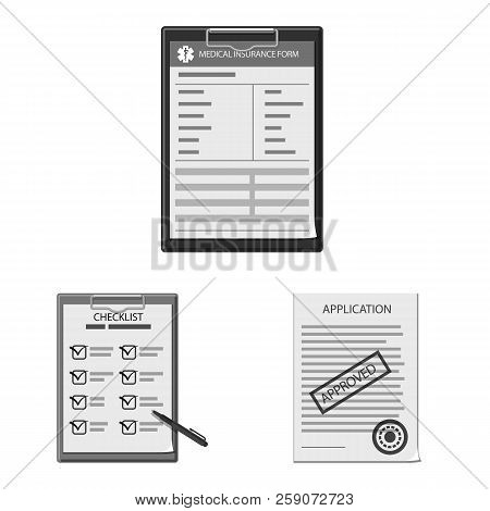 Vector Design Of Form And Document Logo. Set Of Form And Mark Vector Icon For Stock.