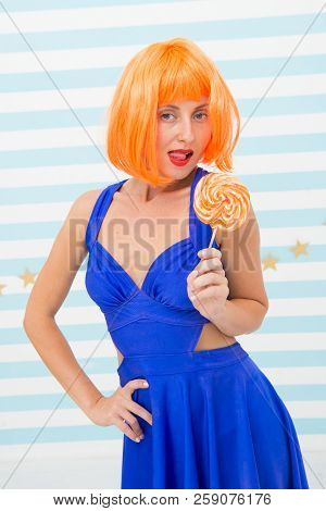 Crazy Girl With Sweet Lollipop. Healthy Tooth. Do Not Eat Candies For Good Tooth. Tooth And Dental C