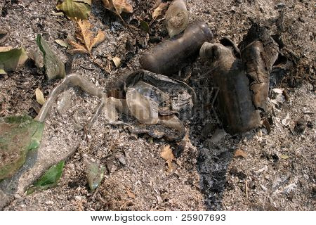 beer bottles melt at about 1000 to 1500 degrees farinheight, showing the intense heat of the wild fires raging in southern california