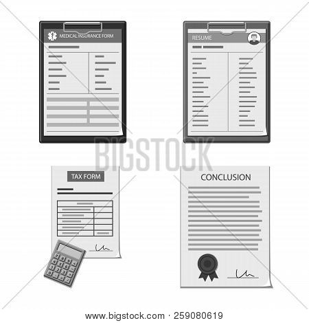 Isolated Object Of Form And Document Icon. Set Of Form And Mark Stock Vector Illustration.