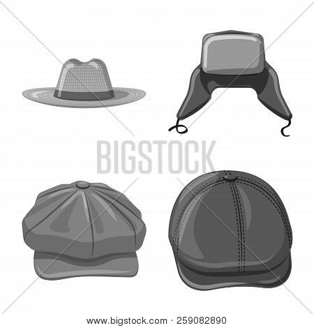 Vector Illustration Of Headgear And Cap Logo. Collection Of Headgear And Accessory Stock Vector Illu