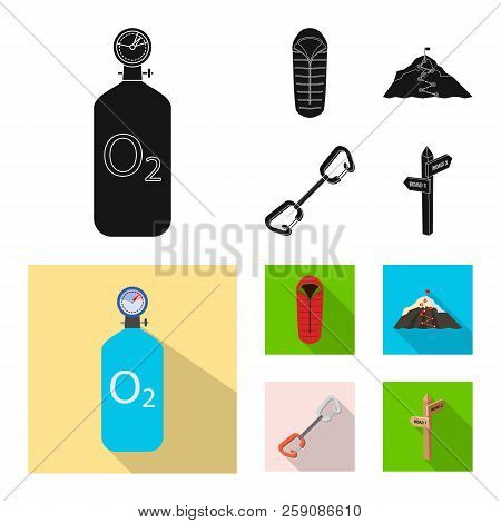 Isolated Object Of Mountaineering And Peak Logo. Set Of Mountaineering And Camp Stock Vector Illustr