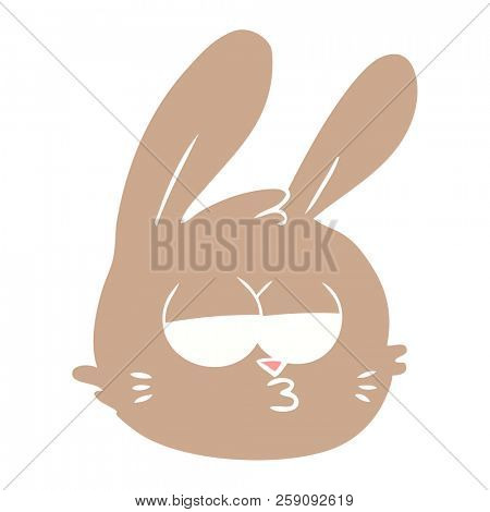 flat color style cartoon jaded rabbit face