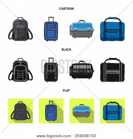 Vector Design Of Suitcase And Baggage Symbol. Collection Of Suitcase And Journey Vector Icon For Sto