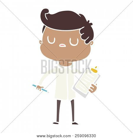flat color style cartoon aloof man