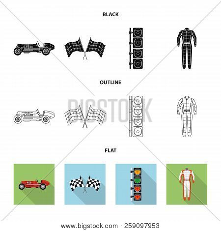 Vector Illustration Of Car And Rally Icon. Set Of Car And Race Stock Vector Illustration.