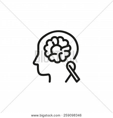 Brain Cancer Awareness Line Icon. Medical Test, Person, Tomography. Neurology Concept. Vector Illust