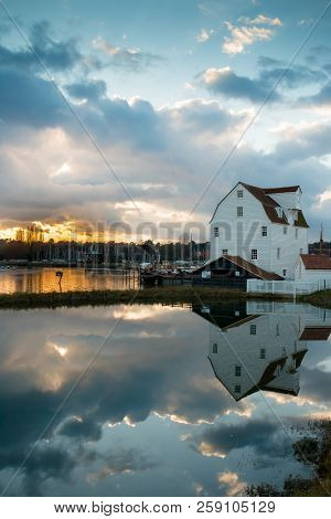 Woodbridge Tide Mill In Woodbridge, Suffolk, On The Banks Of The River Deben, England. A Rare Exampl