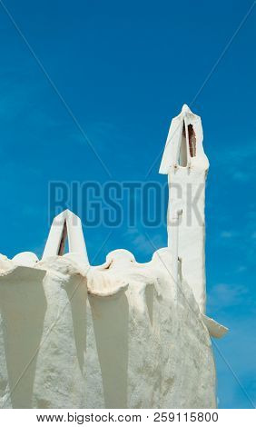White Chimneys Of The Little Fisherman Town Of The Spanish Island