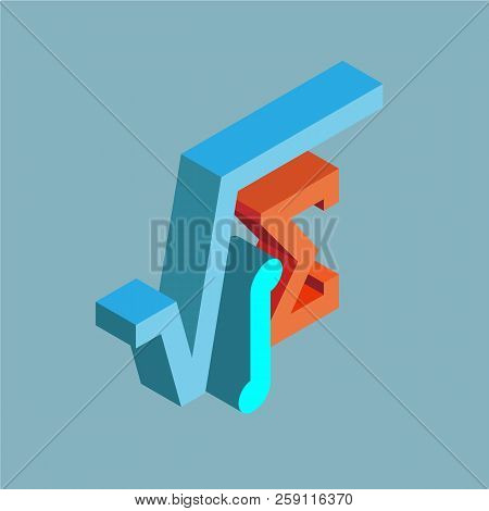 Mathematical Symbols. Vector Isometric Icon On Gray Background