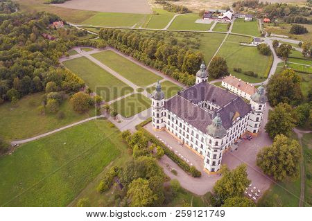 Skokloster, Sweden - August 22, 2018: Aerial View Of The 17 Th Centrury Baroque Style Skokloster Cas