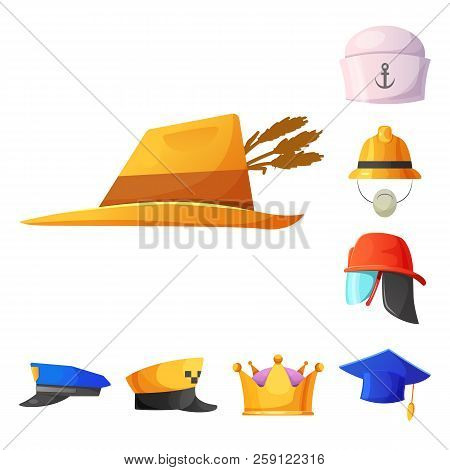 Vector Illustration Of Headgear And Cap Symbol. Set Of Headgear And Accessory Stock Vector Illustrat