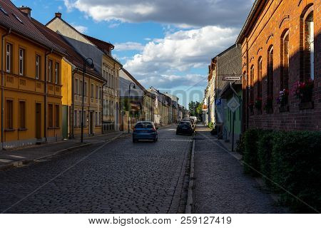 Altlandsberg, Germany - June 30, 2018: Streets Of A Small Historic Town Near Berlin. The First Menti