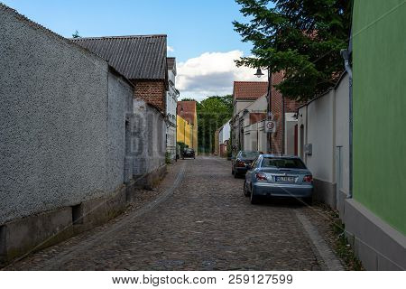 Altlandsberg, Germany - June 30, 2018: Streets Of A Small Historic Town Near Berlin. The First Menti