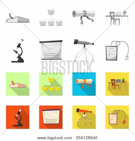 Vector Illustration Of Education And Learning Icon. Collection Of Education And School Vector Icon F