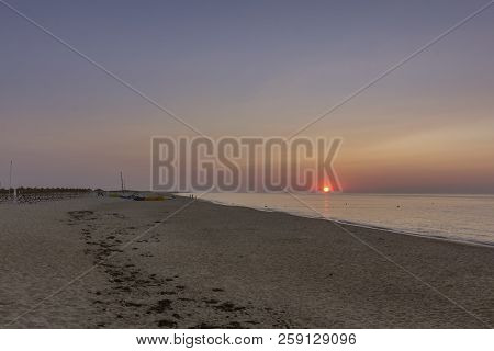 Sunrise View In Beautiful Ilha Do Farol (lighthouse Island), In Ria Formosa Famous Nature Destinatio