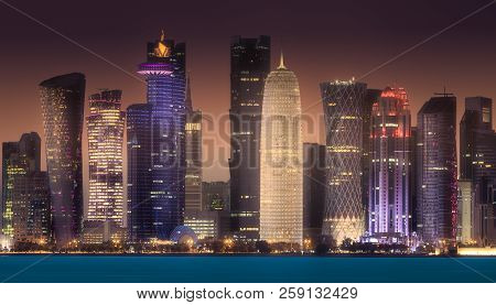 The Skyline Of West Bay And Doha City, Qatar