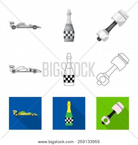 Vector Design Of Car And Rally Sign. Set Of Car And Race Vector Icon For Stock.