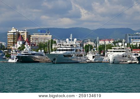 Sochi, Russia - June 2. 2018. Yacht Chayka, Shellest And Others In Seaport