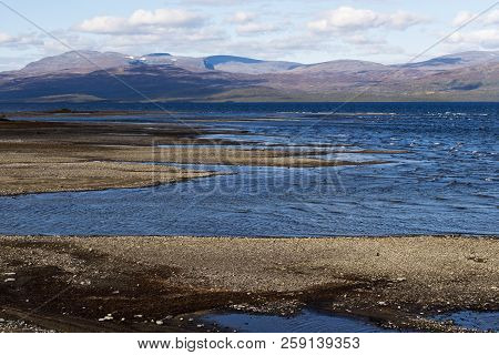 Autumn Landscape With Tornetrask Lake. Northern Sweden