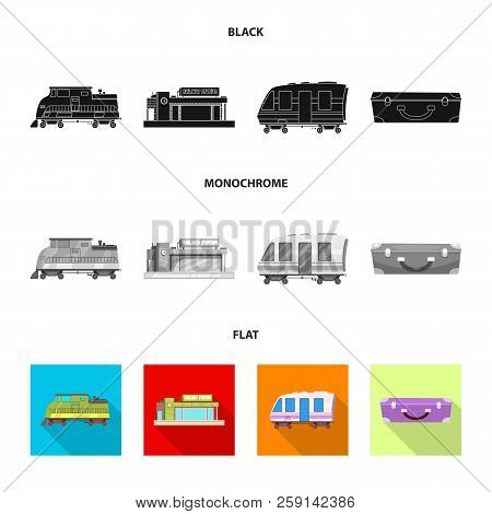 Vector Illustration Of Train And Station Logo. Set Of Train And Ticket Vector Icon For Stock.