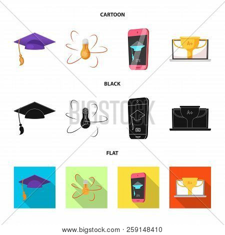 Vector Design Of Education And Learning Icon. Collection Of Education And School Vector Icon For Sto