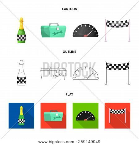 Vector Illustration Of Car And Rally Logo. Set Of Car And Race Stock Vector Illustration.