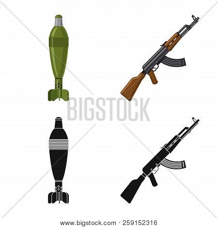 Vector Illustration Of Weapon And Gun Sign. Collection Of Weapon And Army Vector Icon For Stock.