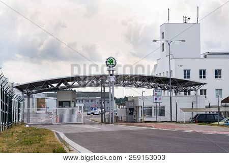 Vrchlabi, Czech Republic - August 25 2018: Skoda Auto Automobile Manufacturer From Volkswagen Group