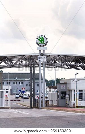 Vrchlabi, Czech Republic - August 25 2018: Skoda Auto Automobile Manufacturer From Volkswagen Group