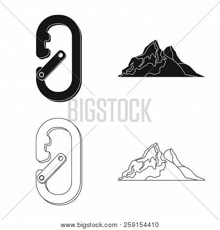 Isolated Object Of Mountaineering And Peak Sign. Set Of Mountaineering And Camp Stock Vector Illustr