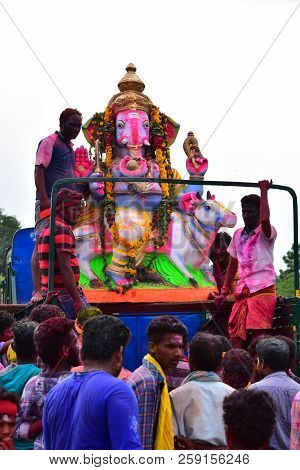 Anaipatti, Tamilnadu - India - September 15 2018: Vinayaka Chavithi Hindu Festival