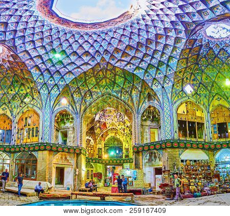 Kashan, Iran - October 22, 2017: One Giant Light Hole And Numerous Small Holes And Windows Provide T