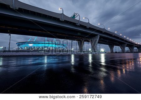St.petersburg  Russia - July 19, 2018: The Western High Speed Diameter (whsd) Of St. Petersburg And 