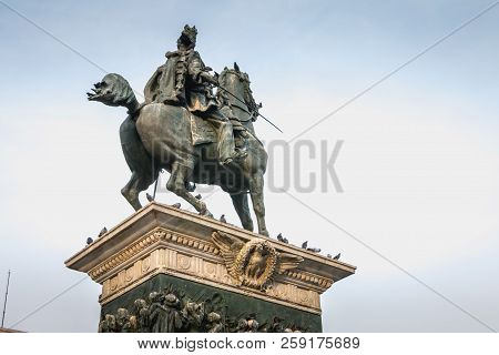 Monument In Honor Of Victor Emmanuel Ii Which Is In Piazza Del Duomo
