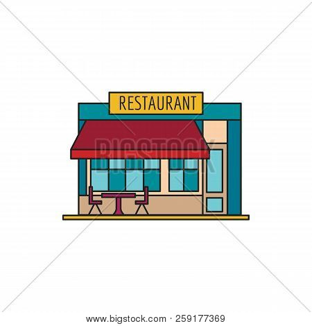 Restaurant Icon. Cartoon Restaurant Vector Icon For Web Design Isolated On White Background