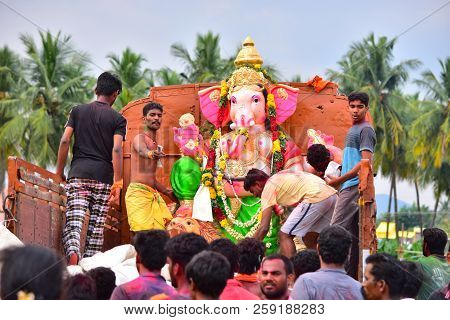 Anaipatti, Tamilnadu - India - September 15 2018: Ganpati Day Three