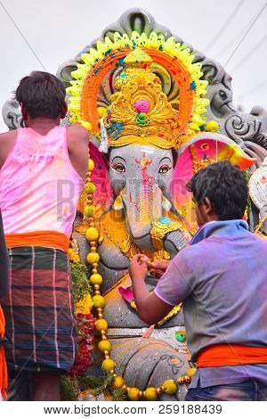 Anaipatti, Tamilnadu - India - September 15 2018: Lord Ganesh Idol
