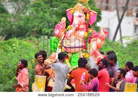Anaipatti, Tamilnadu - India - September 15 2018: The Colourful Ganesh Chaturthi