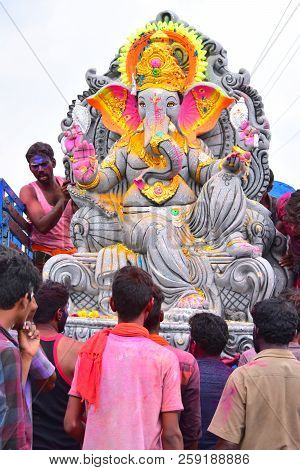 Anaipatti, Tamilnadu - India - September 15 2018: Giant Size Of Lord