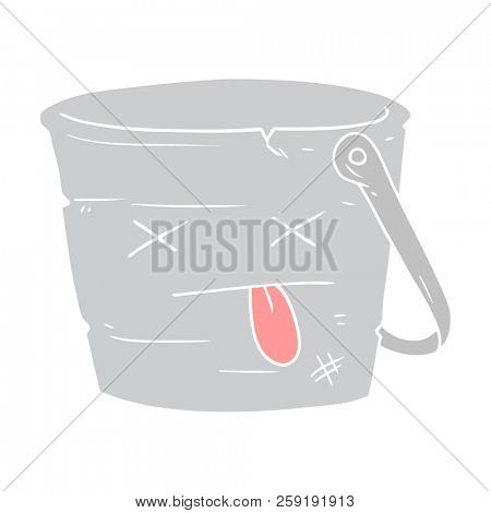kicked the bucket flat color style cartoon