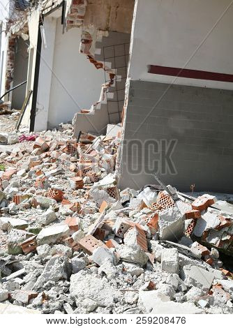 Rubbles Of Destroyed House After The Disaster
