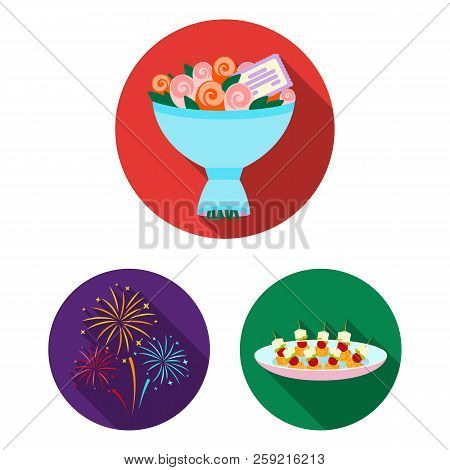 Event Organisation Flat Icons In Set Collection For Design.celebration And Attributes Vector Symbol 