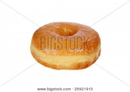Vandret visning af en sukker glaseret donut isoleret på hvid