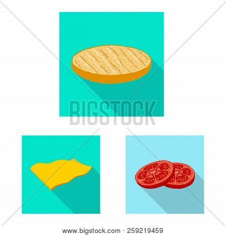 Vector Design Of Burger And Sandwich Icon. Set Of Burger And Slice Vector Icon For Stock.