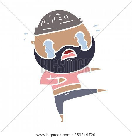 flat color style cartoon bearded dancer crying
